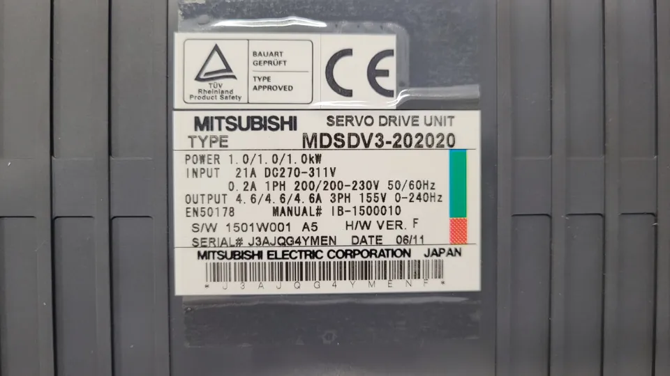 Mitsubishi MDS-D-V3-202020: Typenschild des ursprünglichen Geräts