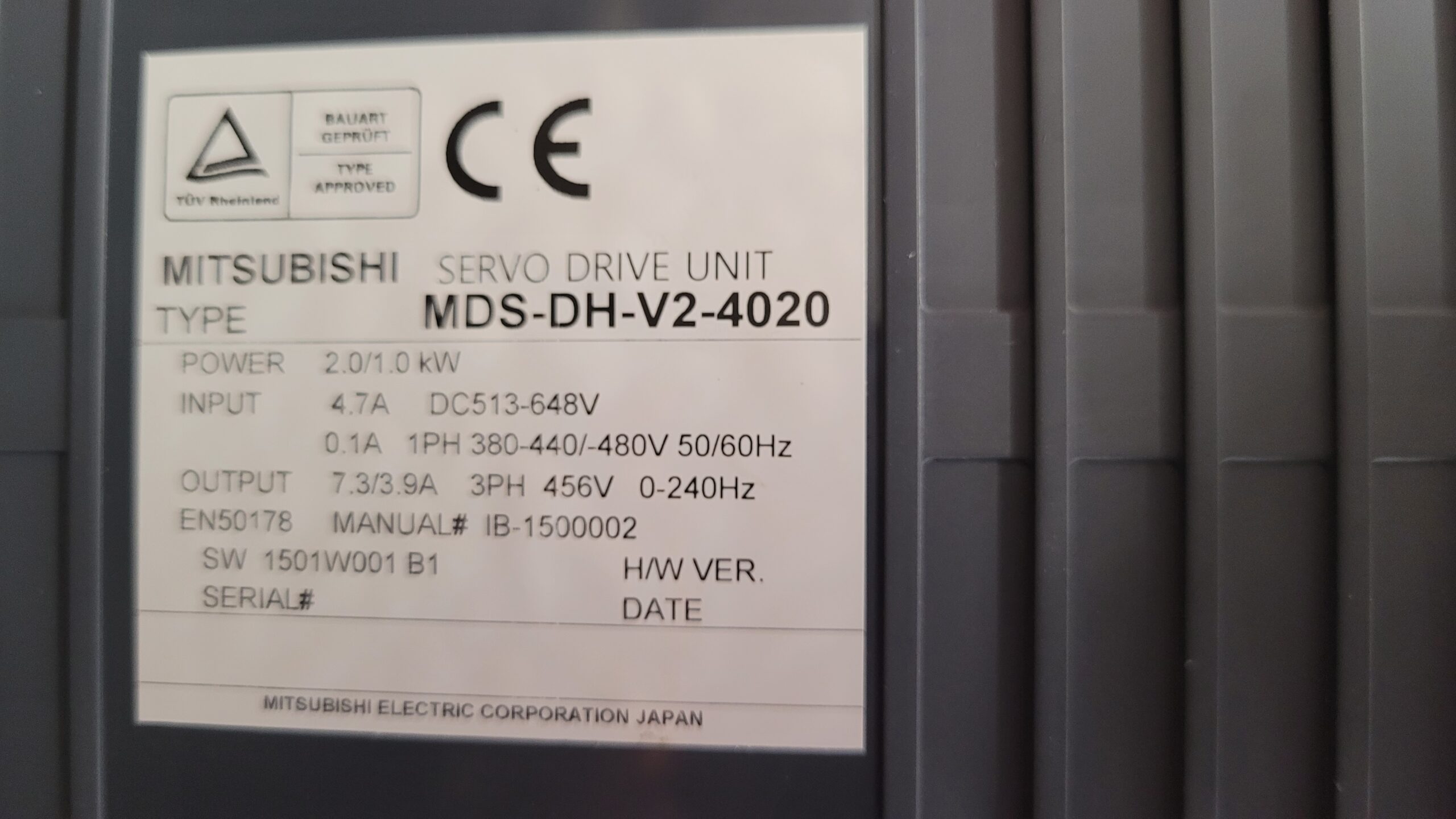 Mitsubishi MDS-DH-V2-4020 Typenschild