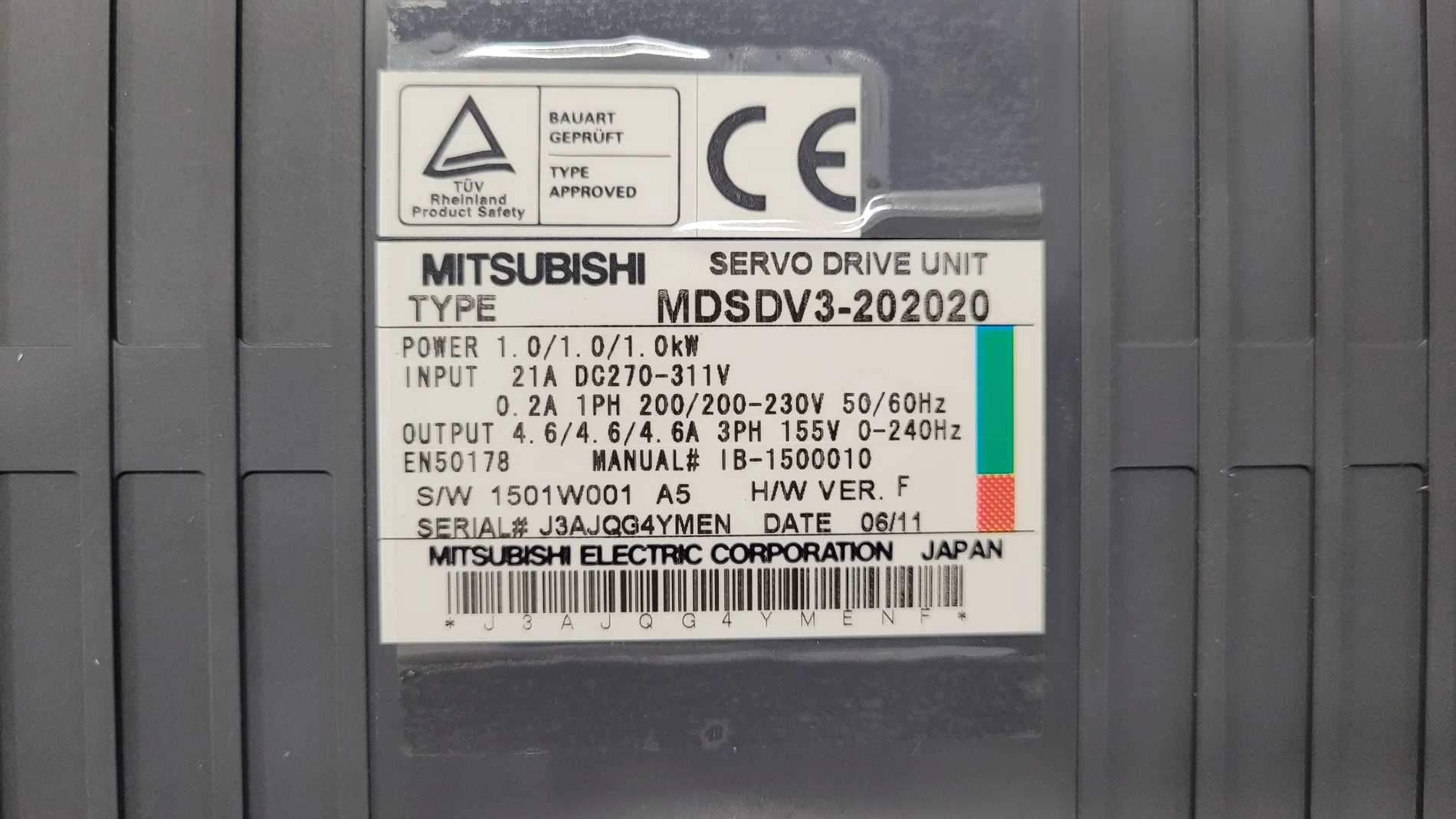 Mitsubishi MDS-D-V3-202020: Typenschild des ursprünglichen Geräts