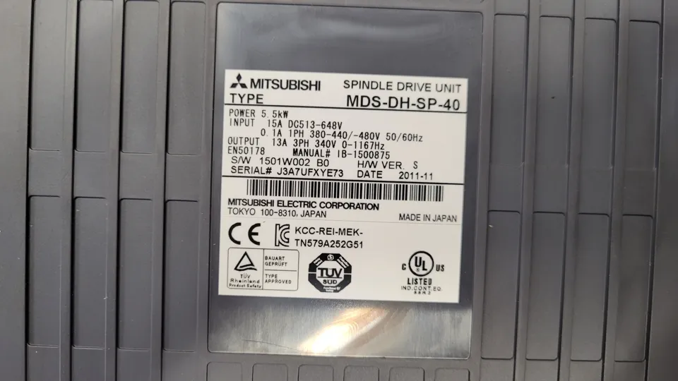 Mitsubishi MDS-DH-SP-40, Typenschild der dokumentierten Ausführung