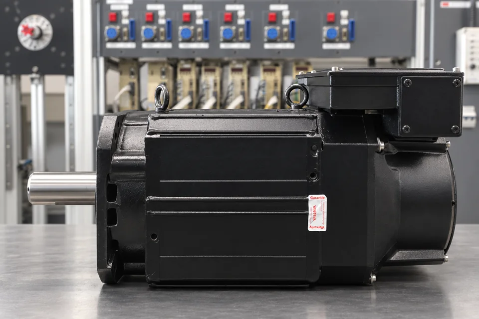 Yaskawa UAASKD-08HHB11: Nach der Reparatur: Seitenansicht des gereinigten und neu lackierten Motors.