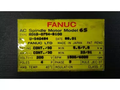 Fanuc A06B-0754-B100 AC Spindle Motor 6S