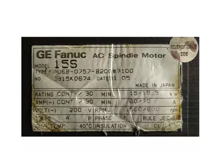 Fanuc A06B-0757-B200#3100 AC Spindle Motor 15S 