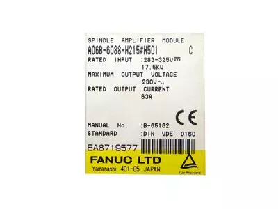 Fanuc A06B-6088-H215#H501 Spindle Amplifier