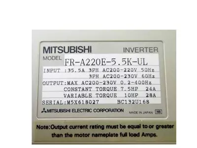 Mitsubishi FR-A220E-5.5K-UL Inverter