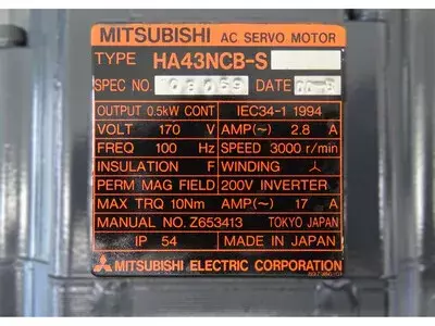 Mitsubishi HA43NCB-S AC Servo Motor 