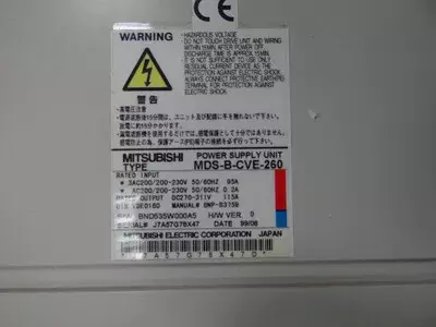 Mitsubishi MDS-B-CVE-260 Power Supply Unit