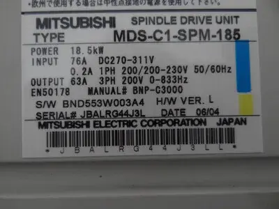 Mitsubishi MDS-C1-SPM-185 Spindle Drive Unit