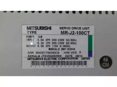 Mitsubishi MR-J2-100CT Servo Drive Unit