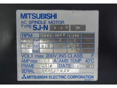 Mitsubishi SJ-N5.5XZM or SJ-N5.5X-ZM AC Spindle Motor 