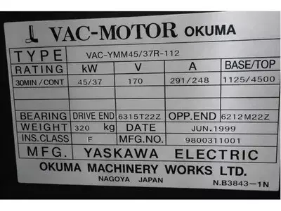 Okuma VAC-YMM45/37R-112  VAC Motor