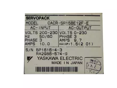 Yaskawa CACR-SR15BE12F-E Servopack