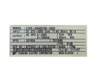 Yaskawa CIMR-M5A20180-XXXC Inverter VS-626M5
