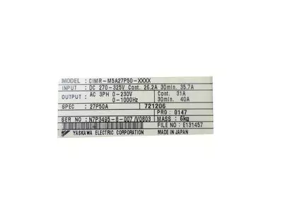 Yaskawa CIMR-M5A27P50-XXXX Spec: 27P50A Inverter VS-626M5