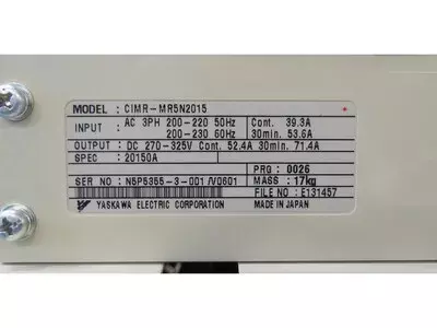 Yaskawa CIMR-MR5N2015 Converter VS-656 MR5 