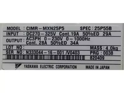 Yaskawa CIMR-MXN25P5 Inverter