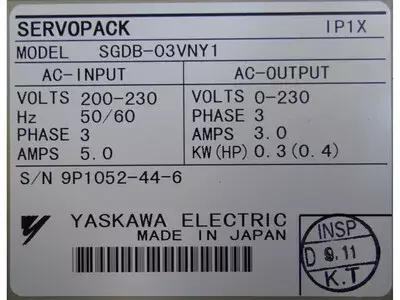 Yaskawa SGDB-03VNY1 Servopack