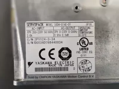 Yaskawa SGDH-01AE-OY Ver.3353A Servopack