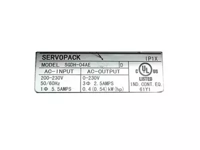 Yaskawa SGDH-04AE Ver. 0A214 Servopack 