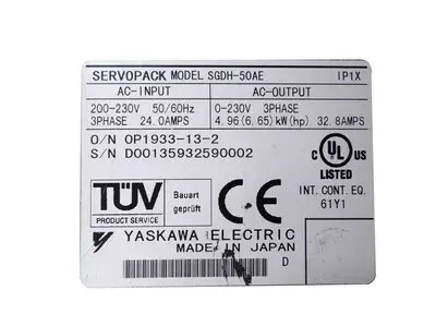 Yaskawa SGDH-50AE Ver. 0A214 Servopack