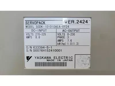 Yaskawa SGDK-101010AEA-VY24  Servopack