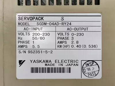 Yaskawa SGDM-04AD-RY24 Ver. 10107-5 Servopack