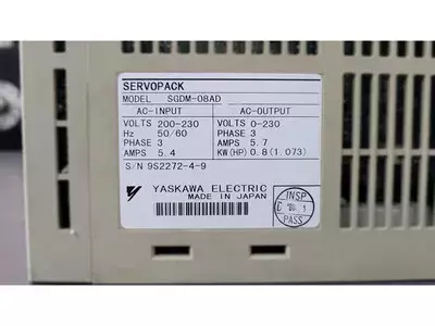 Yaskawa SGDM-08AD Ver. 10107-5 Servopack 