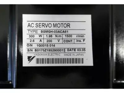 Yaskawa SGMGH-03ACA61 AC Servo Motor