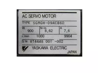 Yaskawa SGMGH-09ACB6D AC Servo Motor