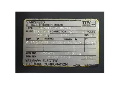 Yaskawa UAJPEE-08DK2KU 3-Phase Induction Motor