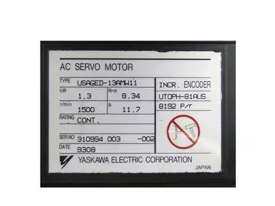 Yaskawa USAGED-13AMW11 AC Servo Motor