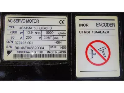 Yaskawa USAIKM-50-BK43-D AC Servo Motor 