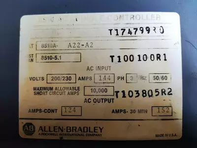 Allen Bradley 8510A-A22-A2 Digital AC Spindle Drive 8510