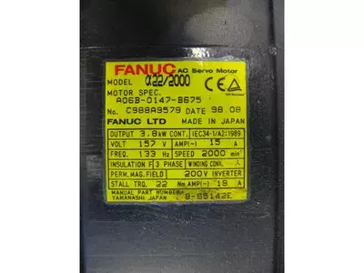Fanuc A06B-0147-B675 AC Servo Motor a22/2000