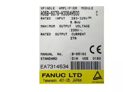 Fanuc A06B-6078-H306#H500  Spindle Amplifier 