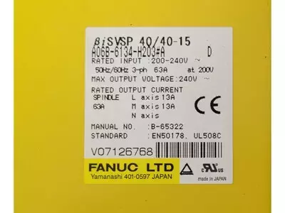 Fanuc A06B-6134-H203#A AC Spindle Servo Unit 
