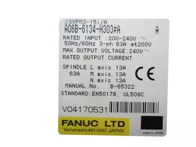 Fanuc A06B-6134-H303#A AC Spindle Servo Unit