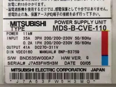 Mitsubishi MDS-B-CVE-110 Power Supply Unit 