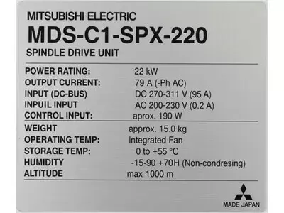 Mitsubishi MDS-C1-SPX-220 or MDSC1SPX-220 Spindle Unit 