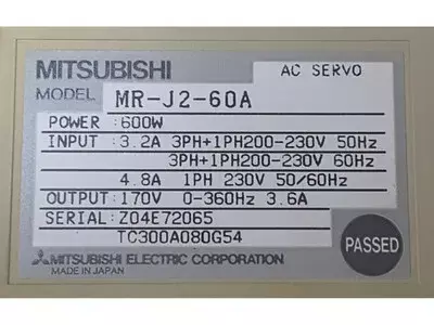 Mitsubishi MR-J2-60A  AC Servo Drive 