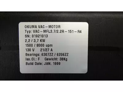 Okuma VAC-MFL3.7/2.2R-151-R4 VAC-Motor