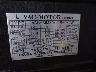 Okuma VAC-MM30/22R-082W VAC-Motor