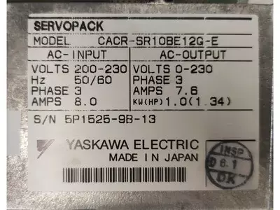 Yaskawa CACR-SR10BE12G-E Servopack 