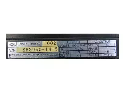 Yaskawa CIMR-08AX3-1002 AC Drive Juspeed-F S300 Series