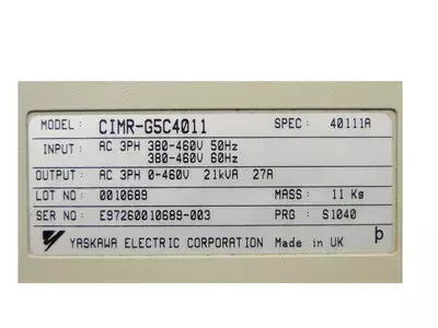 Yaskawa CIMR-G5C4011 Spec.40111A Varispeed 616G5 