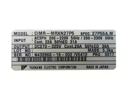 Yaskawa CIMR-MRXN27P5 Converter