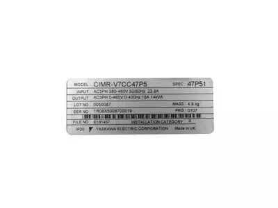 Yaskawa CIMR-V7CC47P5 or VS-606V7 AC Drive