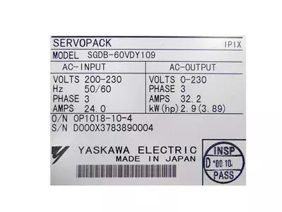 Yaskawa SGDB-60VD-Y109 Servopack