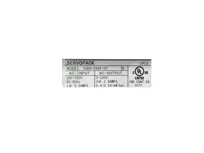 Yaskawa SGDH-04AE-OY Ver. 3373E Servopack