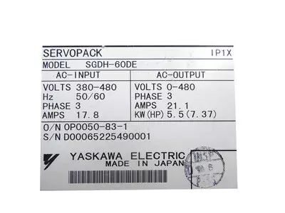 Yaskawa SGDH-60DE Ver. 01014 Servopack